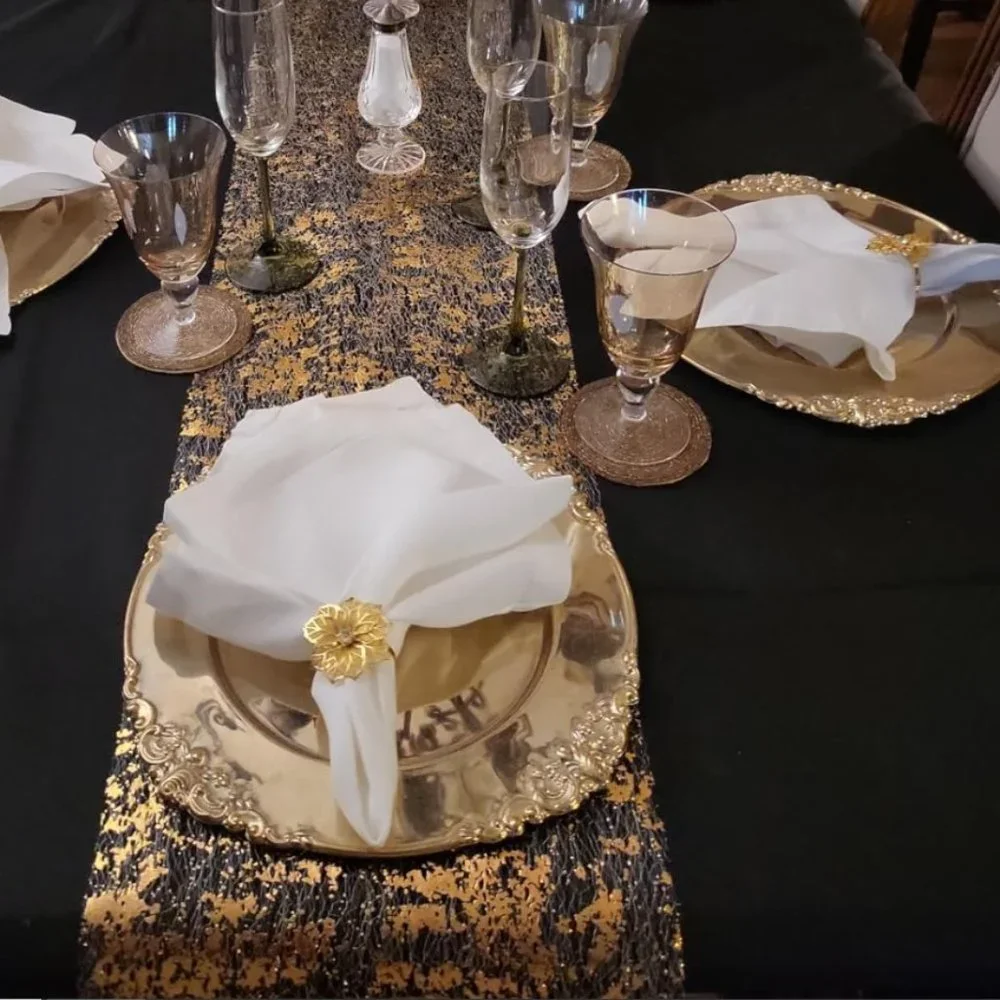 Wedding Table Runner Holiday Decor Gold Decorative Cloth Bridal Party Decoration